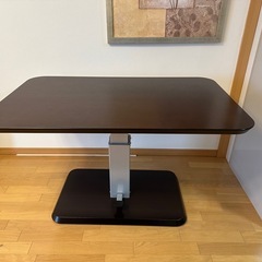 昇降式ダイニングテーブル木製 ダークブラウン リビング