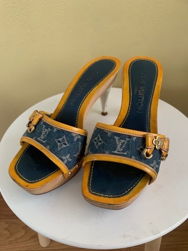 ルイヴィトン 　LOUIS VUITTON モノグラム　デニム　サンダル　ミュール　サイズ34