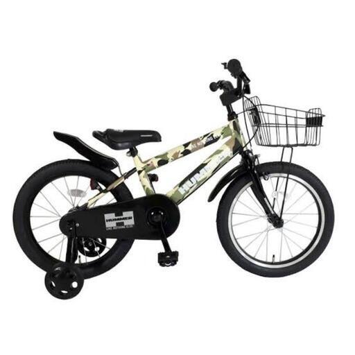 18インチ 身長105～120cm 子供用自転車 ハマーキッズ18-TZ（カモフラージュ）男の子 スチールフレーム 補助輪 カゴ 黒 キッズ