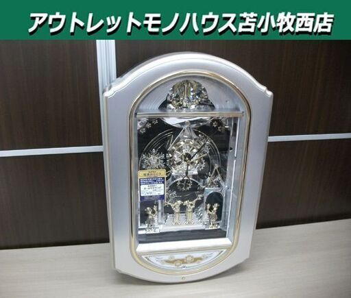 美品 壁掛け時計 スモールワールド ティアラ リズム 電波時計 からくり時計 シャンペンゴールド 4MN427RH19 RHYTHM 苫小牧西店