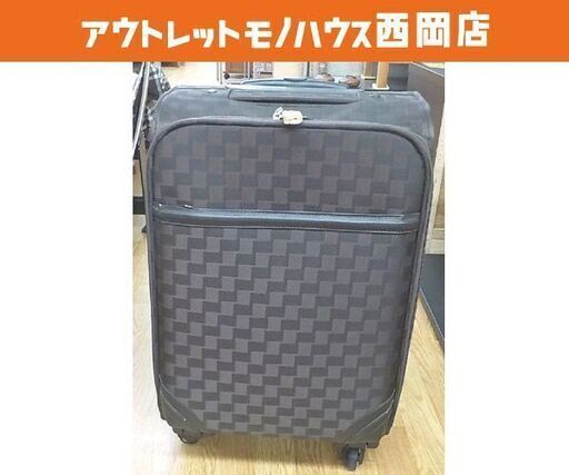 キャリーケース TSA南京錠付き アイエス・プラス Mサイズ ブラウン チェック柄 CROSSシリーズ 西岡店