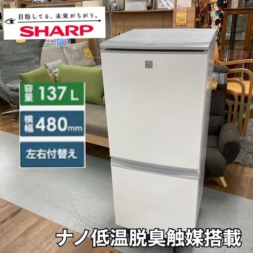 S173 ⭐ SHARP ２ドア冷蔵庫（137L つけかえドア）19年製 SJ-D14C ⭐動作確認済⭐クリーニング済