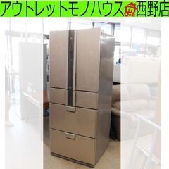 464L 6ドア 冷蔵庫 2009年製 SJ-KF46R 自動製氷 フレンチドア SHARP 