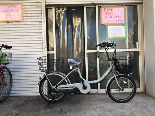 地域限定送料無料　ブリヂストン　ビッケ　三人乗り　8,7AH　水色　ギュットアニーズ　パスバビー　神戸市　電動自転車