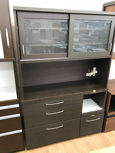 ★ジモティ割あり★  食器棚 茶色 H181×W120×D40 クリーニング済み KJ6285