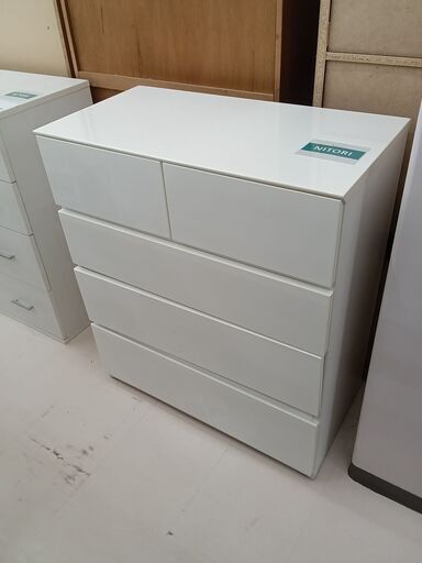 ★ジモティ割あり★ NITORI チェスト　QUESS80 ホワイト W80×D41.5×H92 クリーニング済み TC5051