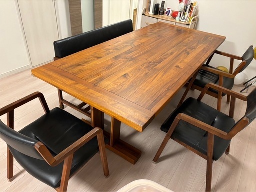 シギヤマ家具|シティ|廃盤 210センチ|ダイニングセット|ベンチ、チェア×3\n