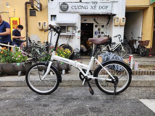 折りたたみ自転車　２０インチ　６変速　カゴ　付き　白　はい可能