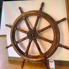 値下げ↓中古□木製□舵輪□特大□本物‼️□120cm
