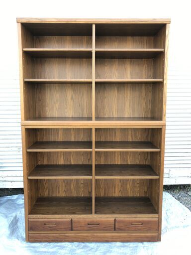 ■5■美品■本棚 シェルフ キャビネット 棚 収納 リビング 書斎 木製 棚板調節可能 引き出し付き