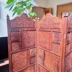 【交渉中】インドネシア産　アンティーク　ヴィンテージ　木彫りのパーテーション　