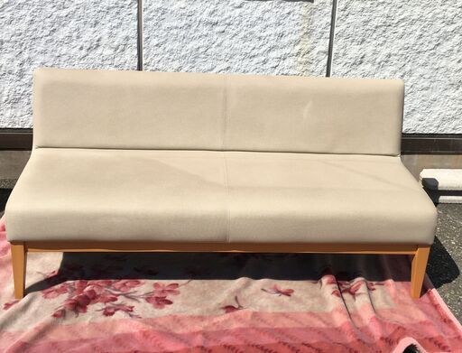 JM19092S)2人掛けソファー パブリック㈱ 幅：約150cm 高さ：約70cm 奥行：約58cm 中古品【取りに来られる方限定】