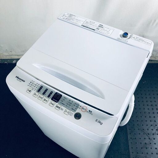 ID:sd25674 ハイセンス Hisense 洗濯機 一人暮らし 中古 2021年製 全自動洗濯機 5.5kg ホワイト 送風 乾燥機能付き HW-E5504  【リユース品：状態A】【送料無料】【設置費用無料】