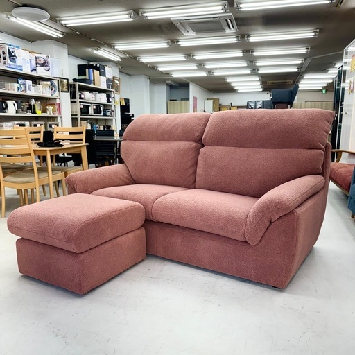 【超美品‼️】定価23万♪ 馬場家具 183cm幅2人掛けワイドソファ ラヴソファ モコモコ生地ピンク♪