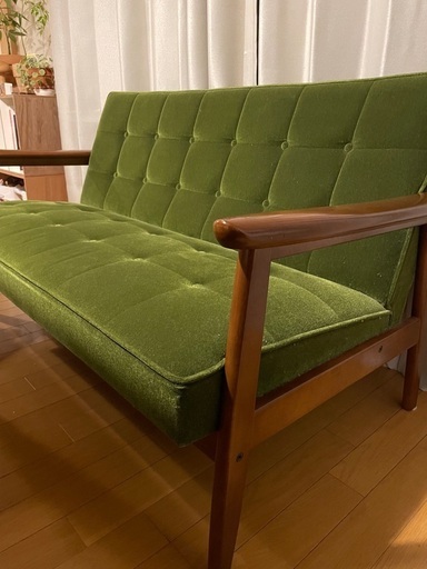 カリモク60の2.5人掛けソファ/Kチェアモケットグリーン