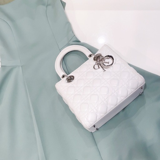 【美品正規品】Dior レディディオール ミディアム ホワイト シルバー金具