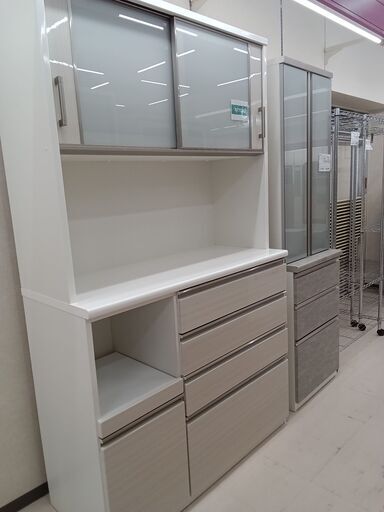 ★ジモティ割あり★ NITORI 食器棚（キッチンボードポスティア120KBWH） ホワイト W121×D50×H206 クリーニング済み TC5071