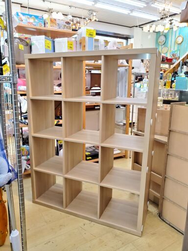 12マス 12面 オープンラック オープンシェルフ 飾り棚 ナチュラル 木目模様■横幅112cm×奥行39cm×高さ147cm■近隣配送無料 買取帝国 朝霞店