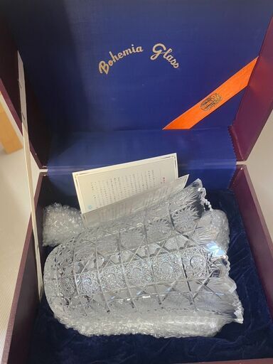 【中古品】　ボヘミア　ボヘミアングラス　花瓶　ガラス