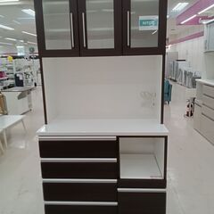 ☆ジモティ割あり☆ NITORI 食器棚 ブラウン×ホワイト W89.5×D51×