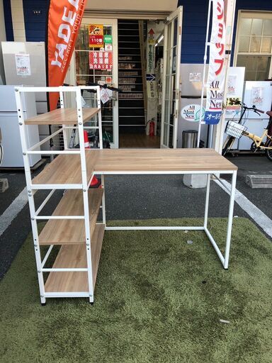 パソコンデスク デスク 本棚付き 収納付き コーナーデスク LOWYA ハブテイル 幅118cm 参考価格15,990円自社配送時代引き可(現金、クレジット、スマホ決済対応)