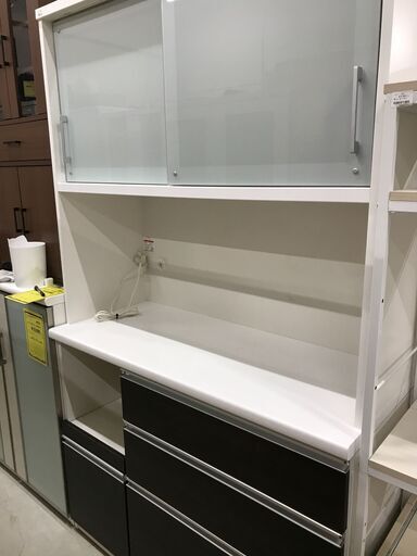 キッチンボード 松田家具 茶/白 W(幅)116.5×D(奥行き)48.4×H(高さ)198.0cm ※クリーニング済み