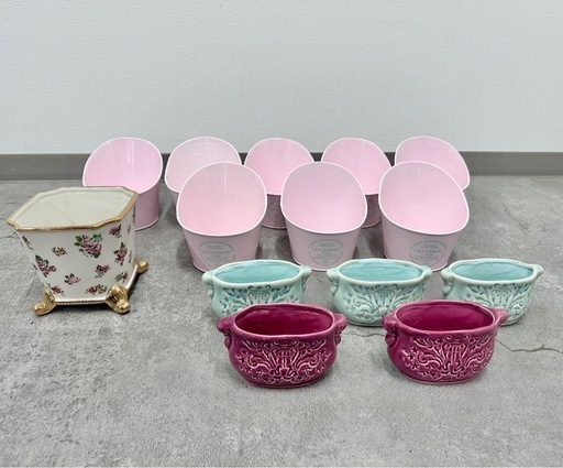 オシャレ 植木鉢 鉢カバー まとめ売り １４個セット 陶器 金属