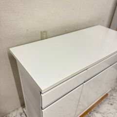 収納家具 古賀家具 キッチンボード 幅120cm 白 鏡面仕上げ ☆買取帝国 