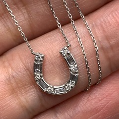 Pt850 pt900 馬蹄　ネックレス　ダイヤモンド　2.2g