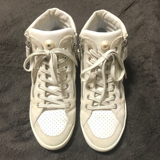 正規品 シャネル ハイカットスニーカー CoCoパール 37/23.5cm 良品
