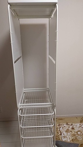 IKEA ALGOT ハンガーパイプメッシュバスケット4段