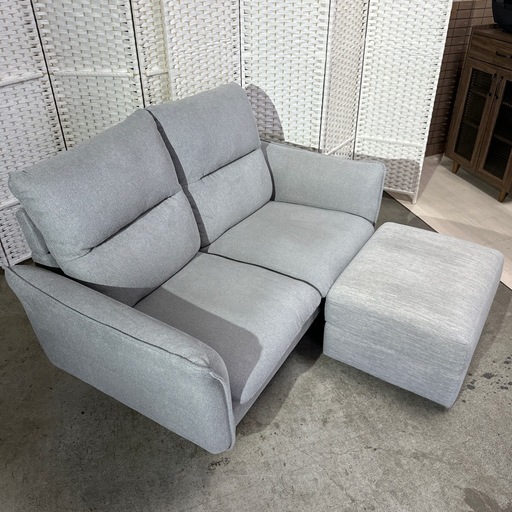 2人掛けソファー オットマン付 ファブリック ハイ・ロー 変更可能 ソファー