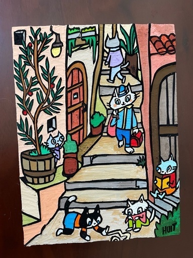 HUIT（ユイット）さんの版画絵です