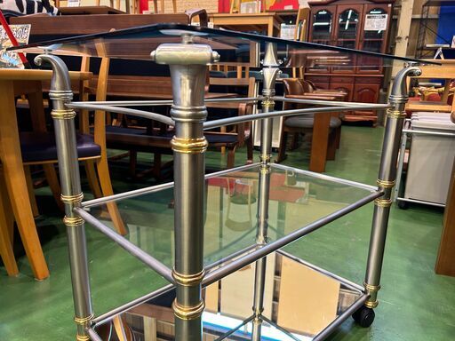 節約 【愛品館八千代店】ガラス3段ワゴン