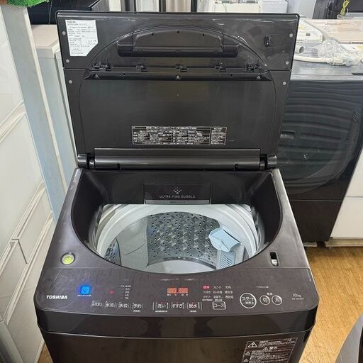 地域限定送料無料　美品【 TOSHIBA 】東芝 ZABOON 洗濯10.0kg 全自動洗濯機 ウルトラファインバブル洗浄 自動お洗浄モード 低振動・低騒音設計 AW-10SD8