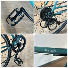 ウエルビーサイクル工業 W.stage クロスバイク 6段変速ギア 490mm Mサイズ グリーン系 自転車 ブリジストン ライト