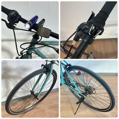 ウエルビーサイクル工業 W.stage クロスバイク 6段変速ギア 490mm Mサイズ グリーン系 自転車 ブリジストン ライト