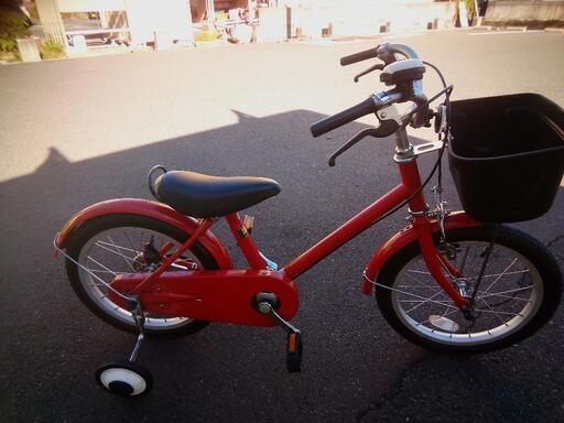 16インチ　赤　子供自転車　補助輪付き♪　無印