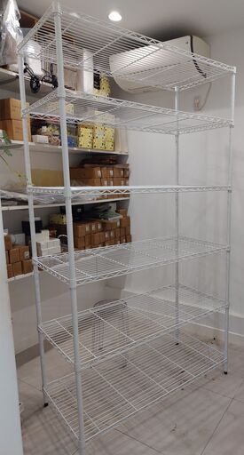 世田谷区近辺配送可能　美品　スチールラック　ホワイト　6段　幅120㎝×60㎝　高さ220㎝　ワイヤーシェルフ　ホーム エレクター 　 ベーシック フリーラック　HOME　ERECTA　物置　ワイド　大型