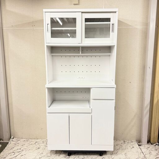 H 19923  ベガコーポレーション 【特価】2枚ガラス扉 キッチンボード   ◆大阪市内・東大阪市他 6,000円以上ご購入で無料配達いたします！◆ ※京都・高槻・枚方方面◆神戸・西宮・尼崎方面◆生駒方面、大阪南部方面　それぞれ条件付き無料配送あり！