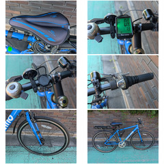 美品 カスタム クロスバイク サイクルコンピュータつき 中古車両に新品パーツつけました 付属装備まるごと全部ついて、乗って帰れます