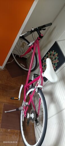 クロモリクロスバイク 外装7段変速 460mm ピンク　軽量　自転車