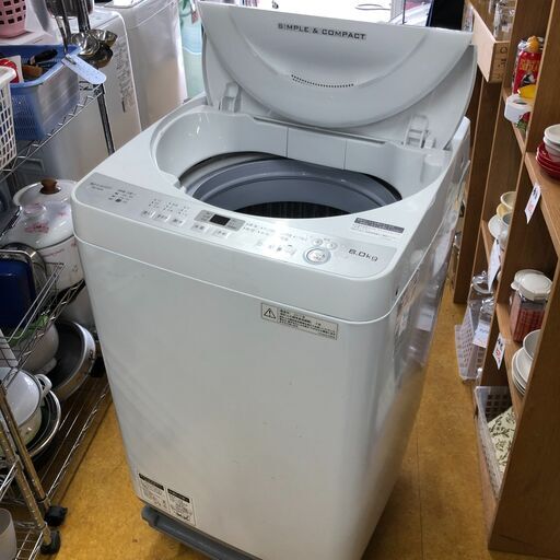 ２０１７年製　シャープ  全自動洗濯機(6.0kg) ホワイト系 ES-GE6B-W