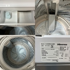 I613 🌈 ジモティー限定価格！ 2020年製♪ Hisense 洗濯機 （6.0㎏） ⭐ 動作確認済 ⭐ クリーニング済