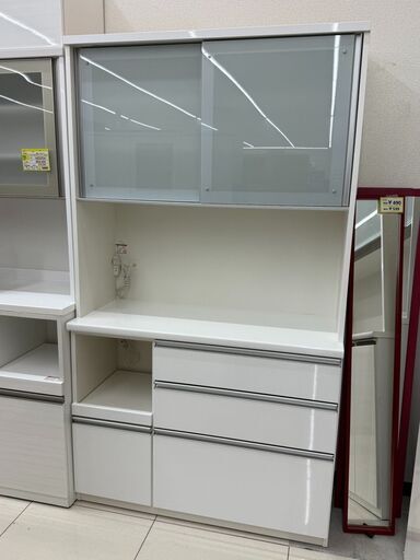 2面レンジボード松田家具食器棚ホワイトNo.1180