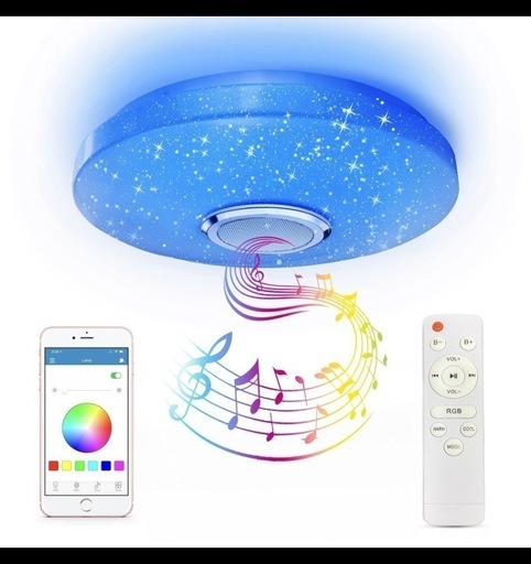 ☆新品・未使用☆ LEDシーリングライト 玄関 調光調色 居間 ライト3000K～6500K Bluetoothスピーカー 台所 音楽 子供部屋照明 RGBカラー変更LED天井照明 （リモコン+APP）操作 4000LM 36W PSE認証 6畳 日本語説明書