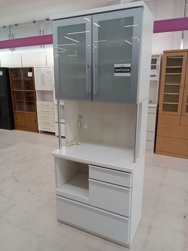 ★ジモティ割あり★ 松田家具 食器棚 ホワイト W79×D49×H197.5 クリーニング済み TC5113