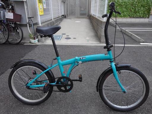 中古自転車２４８６　前後タイヤ新品！　折り畳み　２０インチ　ギヤなし　ワイヤー錠　ライトは付属していません