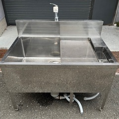 業務用 ドッグバス 深型 幅1200×奥800×高さ750(mm) 混合水栓付き 一層シンク 一層 一槽 大型シンク ペットシンク トリミングシンク 大阪