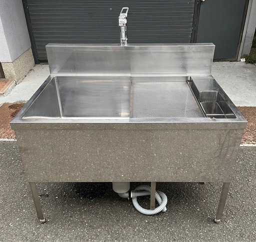 業務用 トリミングシンク 深型 幅1200×奥800×高750(mm) 混合水栓付属 一層シンク 一層 一槽 大型シンク ペット用シンク ドッグバス 大阪